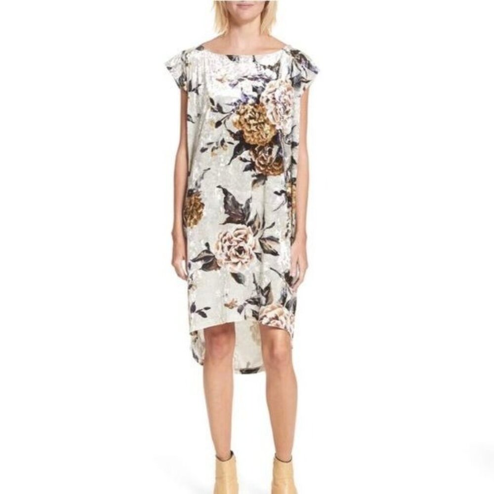 Maison Martin Margiela MM6 Floral Print Crushed Velvet Dress Womens Small
